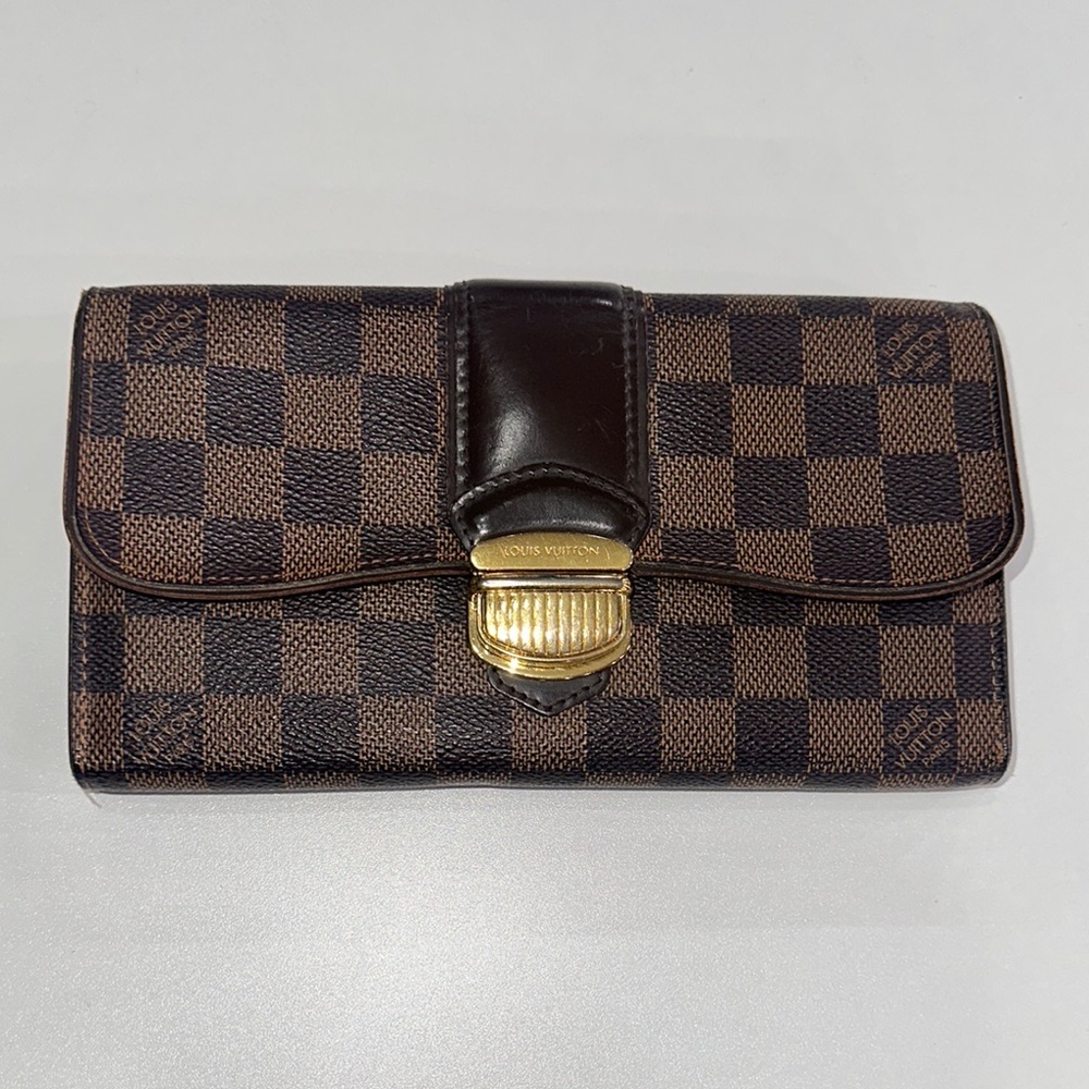 Louis Vuitton Damier Portefeuil Sistine Brown Leather Long Wallet